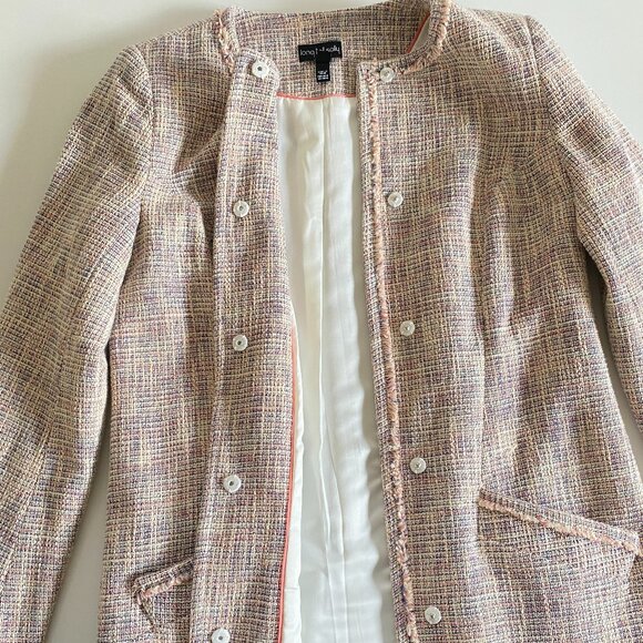 Long tall Sally Tweed Fringed Lavender Jacket Sz 6-8 - Picture 5 of 15